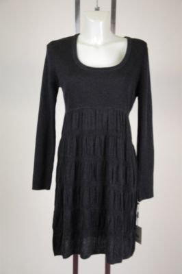 New Calvin Klein Heather Gray Knit Long Sleeve Dress Size Large L