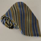 NWOT Henry Grethel Platinum Gold Blue Stripes 100% Silk