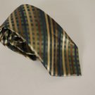 New Alfani 100% Silk Tie Overlay Grid Green Tan Brown