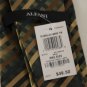New Alfani 100% Silk Tie Overlay Grid Green Tan Brown