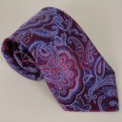 NWOT W. H. BELK Red Purple Blue 100% Silk Paisleys Tie