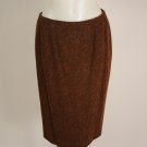 Caroline Charles London Brown Tweed Knee Length Pencil Skirt Waist 29