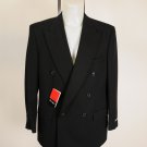 New Pierre Cardin 100% Wool Black Double Breasted Blazer Size 41R