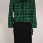 New Evan Picone Suit - NWT - Green Houndstooth Jacket - Black Skirt
