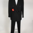 New Mens Pierre Cardin Black Double Breasted Suit Size 50 long Waist 45