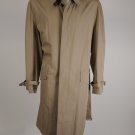 NWOT Mens London Fog Trench Rain Coat Khaki Long Front Button Size 44 reg