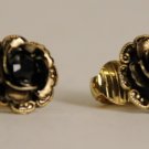 Frida Salma Hayek Clip On Rose Earings w/ Black Center COA