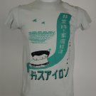 NWOT Efci Japanese Graphic T-Shirt Light Blue Green Shirt Size S