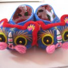 Folk Craft Handmade Tiger Head Baby and Infant Blue Soft Sole Shoes Dance Shoes