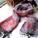 100% wool cashmere twin flower soot scarf