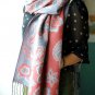 100% wool cashmere twin flower soot scarf
