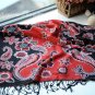 100% wool cashmere twin flower black scarf