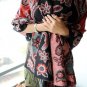 100% wool cashmere twin flower black scarf
