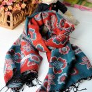 100% wool cashmere twin flower Chinese cymbidium scarf