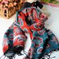 100% wool cashmere twin flower Chinese cymbidium scarf