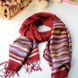 Contracted horizontal stripe red cotton scarf