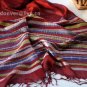Contracted horizontal stripe red cotton scarf