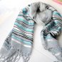 Contracted horizontal stripe grey cotton scarf
