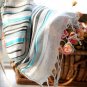 Contracted horizontal stripe grey cotton scarf
