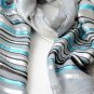 Contracted horizontal stripe grey cotton scarf