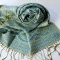 Sunflower rhyme silk blue cotton scarf