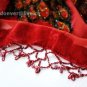 Embroider bead peacock red scarf