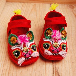 Baby infant Hand Made Embroidery Tiger Shoes