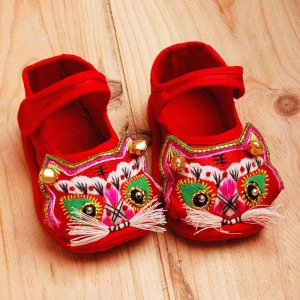 Stitched Sole Tiger Head Infant Shoes