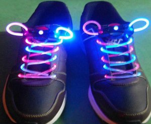 Pink + Blue LED Light Up Shoes shoelaces Luminous shoestring Flash Glow Stick  5sets/lot