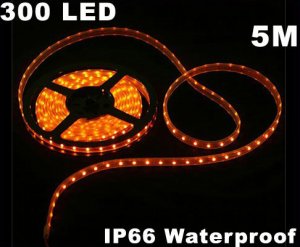 Yellow IP66 Waterproof 5M SMD 3528 300 LED Strip Light  Free Shipping