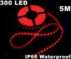 Red IP66 Waterproof 5M SMD 3528 300 LED LED Strip Light  5pcs/lot  Free Shipping