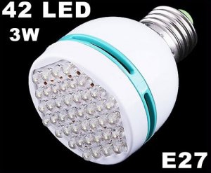 42 LED White Light E27 Screw Head Bulb 3W Energy Saving Lamp  10pcs/lot  Free Shipping