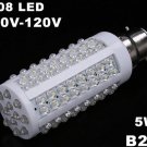 B22 5W 110V 108 Cold White LED Corn Light  10pcs/lot  Free Shipping