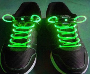 Green LED Light Up Shoes shoelaces Luminous shoestring Flash Glow Stick  5sets/lot  Free Shipping