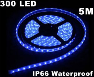 Blue IP66 Waterproof 5M SMD 3528 300 LED Strip Light  Free Shipping