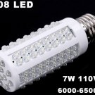 E27 Screw 7W 110V 108 LED Corn White Light Bulb  20pcs/lot  Free Shipping