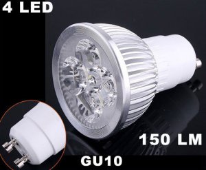 Energy-saving 150LM GU10 4 LED Light Bulb 4W Cold White 85-265V LED Light  20pcs/lot  Free Shipping