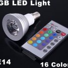 3W Energy-saving Remote Control  RGB E14 LED Light Bulb  10pcs/lot  Free Shipping