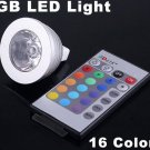3W Energy-saving Remote Control 16 Colors MR16 RGB LED Light Bulb  Free Shipping