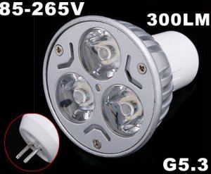 Energy G5.3 85-265V 3*1W Warm White LED Spot Light Lamp Bulb  Free Shipping