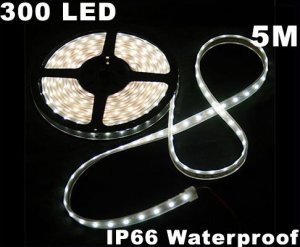 White IP66 Waterproof 5M SMD 3528 300 LED Strip Light  Free Shipping