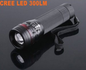 200LM Zoomable 3-Mode Waterproof CREE LED Flashlight Torch  5pcs/lot  Free Shipping