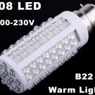 220V Bulb B22 5W 450LM Warm Light 108 LED Corn Light  10pcs/lot  Free Shipping