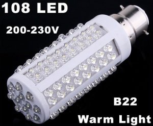 220V Bulb B22 5W 450LM Warm Light 108 LED Corn Light  10pcs/lot  Free Shipping