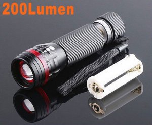 Zoomable 3 Mode CREE 200 Lumen LED Flashlight Torch  12pcs/lot  Free shipping