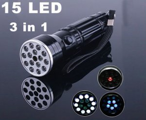 15 LED UV LASER light Lamp Torch Flashlight  10pcs/lot Free Shipping