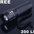 3 Modes Zoomable CREE 200 Lumen LED Flashlight Torch  Free Shipping