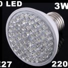 Ultra Bright 212LM 220V 3W E27 60 LED White Light Bulb Lamp  50pcs/lot  Free Shipping