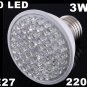 Ultra Bright 212LM 220V 3W E27 60 LED White Light Bulb Lamp  50pcs/lot  Free Shipping