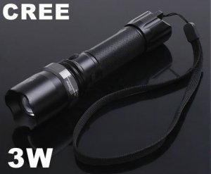 3W Adjustable Focus CREE Q5 Chargeable LED Flashlight  LED Torch  Cree Flashlight